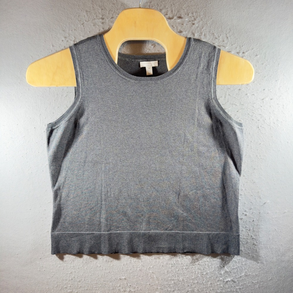 1385 | Charter Club Silk Blend Knit Shell Sleeveless Top Grey Womens 1X
